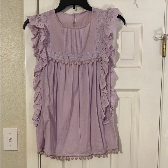 Mazik Lilac Eyelet Ruffle Top - Picture 1 of 3